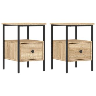 vidaXL Vidaxl - Mesitas Noche 2 Uds Madera Ingenier&iacute;a Roble Sonoma 34x36x50 Cm
