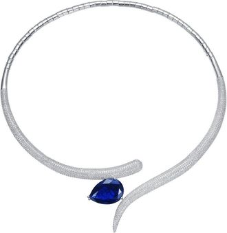 Rachel Glauber Plated Cz Teardrop Necklace
