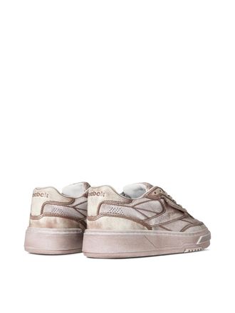 Reebok Womens Club C Ltd Sneaker Beige Leather Mesh Rubber