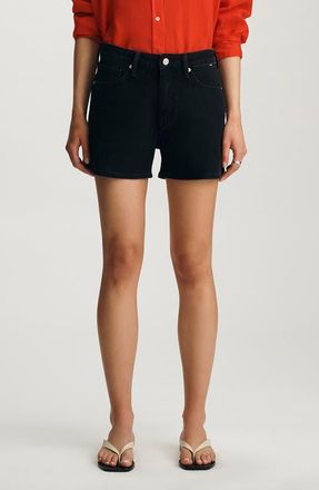 Mavi Heidi High Waist Denim Shorts in Black Classic Blue at Nordstrom, Size 24