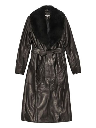 Remain long-sleeves trench coat - women - Polyester/Elastomultiester/Leather/Lamb Fur - 38 - Black