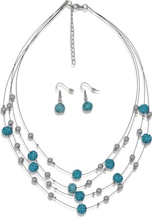 Firetti Ohrring und Ketten Set »Blue Crystal« (Set, 3 Stk. tlg.) mit Glasstein