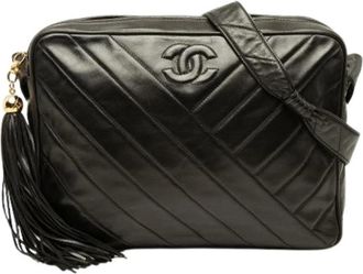 Chanel Pre-owned Vintage Quilted Crossbody Bag - Dames - Vintage Schoudertas - Zwart - ONE Size - Leer - Vintage