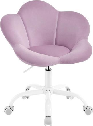 Woltu Sedia da Scrivania per Bambini Ragazza Sedia da Studio Girevole in Velluto, Regolabile in Altezza, Viola pastello - Woltu