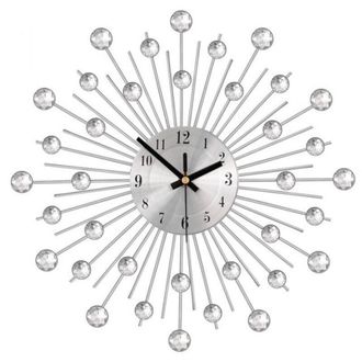 OEM Reloj De Pared Gigante Plateado Adornado Con Pedrer&iacute;a, Silencioso, De Estilo N&oacute;rdico Moderno, Dise&ntilde;o Creativo Para Sal&oacute;n, Dormitorio, Bar, 56 Cm - Cre