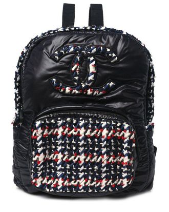Chanel Black Nylon Tweed Cc Backpack Multicolor (Authentic Pre-Loved)