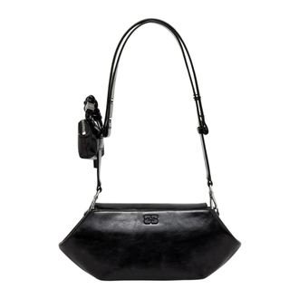 Ganni Bou East/West Box Crossbody Tas - Dames - Tassen - Zwart - Maat: ONE Size Leer