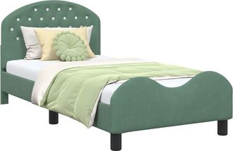 vidaXL Cama Para Ni&ntilde;os Con Cabecero Verde Mar 80 X 160 Cm Terciopelo Vidaxl