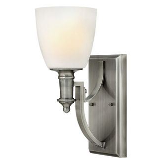 Netlighting Truman 1 Light Wall Light Antique Nickel Glass Shade E27