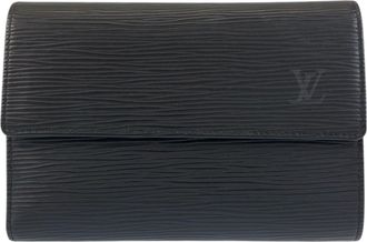 Louis Vuitton Black Leather Wallet (Tri-Fold) (Pre-Owned)