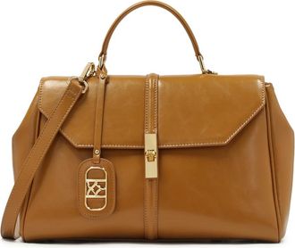 Kazar Bruine leren handtas met elegant slot - Dames - Handtassen - Bruin - ONE Size - Leer - Tassen