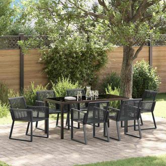 vidaXL Conjunto De Comedor De Jard&iacute;n 7 Pcs Negro Polirat&aacute;n Vidaxl