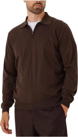 FILIPPO DE LAURENTIIS Truien Leurink Exclusives Polo Zip Ml R Merino - Heren - Polos - Bruin - 2XL - Wol - Tops