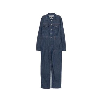 7 For All Mankind Utility Front-slit Maxi Denim Dress