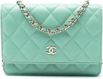 Chanel 2020 Mini CC Quilted Lambskin Wallet On Chain crossbody bag - Verde