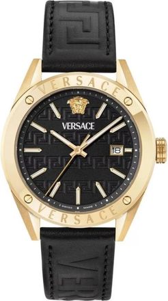 Versace Athletic Leather Watch - Heren - Horloges - Zwart - ONE Size - Accessoires
