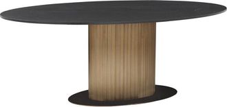 Richmond Interiors Ovaler Design Esstisch Ironville mit schwarzer Marmorplatte 235 x 110 cm