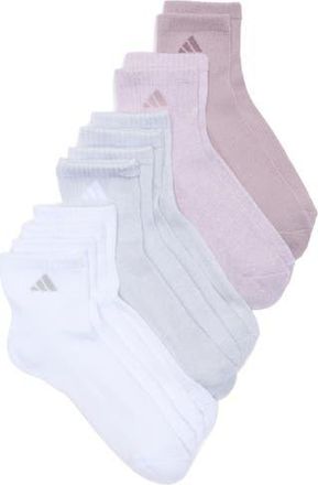 adidas 6-Pack Athletic Cushioned Crew Socks in Fig Purple/Clear Grey/White at Nordstrom Rack, Size Medium