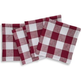 Solino Home Linen Dinner Napkins - Buffalo Check, 20 x 20 in Burgundy And White at Nordstrom, Size Large