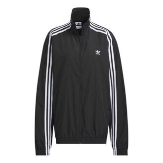 adidas (WMNS) adidas Originals Oversized Track Top Asia Sizing Black White JJ3361