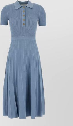 Michael Kors knit dress short sleeves pleated skirt buttons