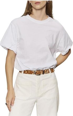 Sanctuary Pleat Bubble T-Shirts Womens Clothing White : LG (US 10-12), Cotton