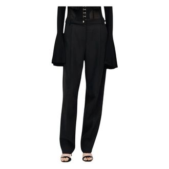 Just Cavalli Broek met knoopsluiting - Dames - Broeken - Zwart - Maat: S Leer