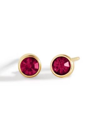 Mint & Lily Birthstone Bezel Studs in Gold-Tone /July Ruby at Nordstrom