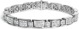 House of Brilliance 18K White Gold 5.0 Carat Princess Diamond Buckle Link Bracelet