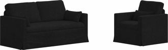 vidaXL Juego De Sof&aacute; 2 Uds. Negro Tela Vidaxl