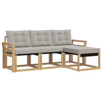 vidaXL Conjunto De Sof&aacute;s De Exterior 4 Pcs Blanco Y Gris Claro Vidaxl