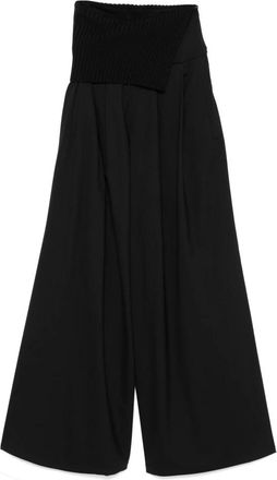 Max Mara Zwarte wollen sarouelbroek - Dames - Wijde Broeken - Zwart - 3XS - Wol - Broeken