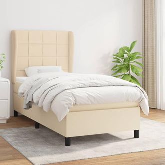 vidaXL Vidaxl - Cama Box Spring Con Colch&oacute;n Tela Color Crema 80x200 Cm