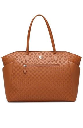 Elle Compass 32L Vegan Leather Monogram Weekender Duffel Bag in Brown at Nordstrom