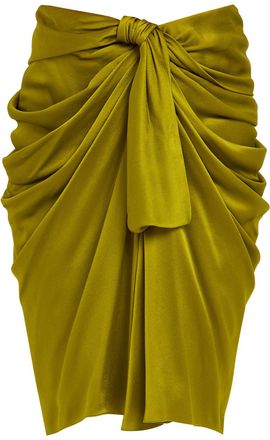Chlo&eacute; Draped Silk Knee-length Skirt - Olive - 40 (UK12 / M)