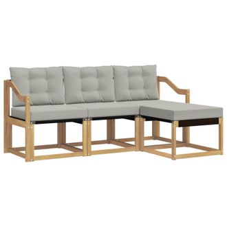 vidaXL Conjunto De Sof&aacute;s De Exterior 4 Pcs Blanco Y Gris Claro Vidaxl