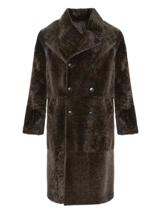 Yves Salomon double-breasted shearling coat - men - Lamb Shearling - 50 - Brown