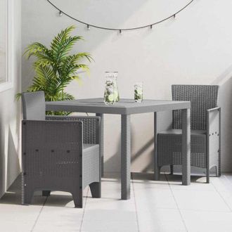 vidaXL Conjunto De Comedor De Jard&iacute;n 3 Pcs Gris Claro Ratan Polt Vidaxl