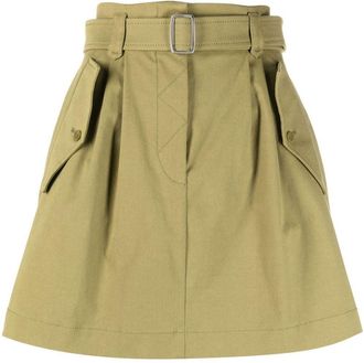 Alberta Ferretti belted-waist cargo-pocket skirt - women - Cupro/Cotton/Elastane - 40 - Green