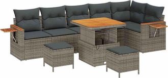 vidaXL Vidaxl - Conjunto De Sof&aacute; De Jard&iacute;n Con Coj&iacute;n 9 Pcs Gris 80 X 80 X 71 Cm