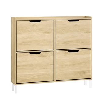SoBuy Armario zapatero de 4 solapas 100x19x91cm n&oacute;rdico