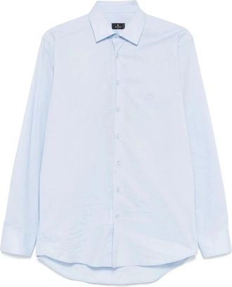 Etro Roma Logo Shirt - Heren - Zakelijke Overhemden - Blauw - 3XL - Katoen - Overhemden