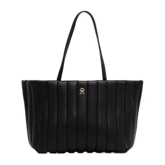 Tommy Hilfiger Shopping Bags, female, Black, ONE SIZE, Grace Tote Bag with Pleated Design