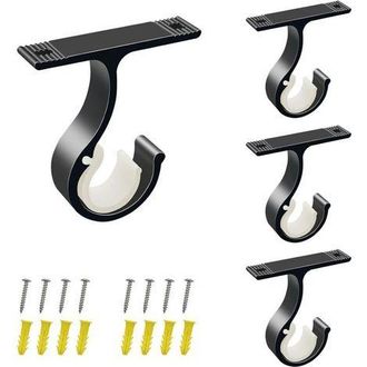 OEM Soportes Negros Para Barras De Cortina - Jinfgerne - 4 Piezas, Aleaci&oacute;n De Aluminio Gruesa, Montaje Superior, Alta Resistencia