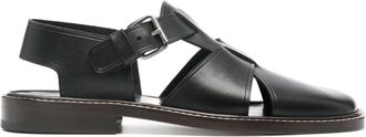 Christophe Lemaire Fisherman leather sandals - women - Calf Leather/Calf Leather/Calf Leather - 38 - Black