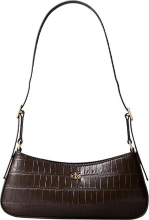 Calvin Klein Croc Kleine Schoudertas - Dames - Schoudertassen - Bruin - ONE Size - Tassen