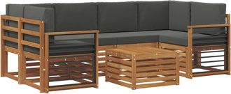 vidaXL Conjunto De Sof&aacute;s De Exterior 7 Uds. Natural Y Antracita Vidaxl