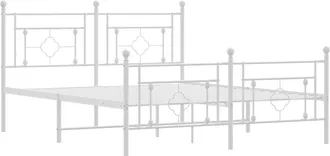 vidaXL Vidaxl - Estructura Cama Sin Colch&oacute;n Con Estribo Metal Blanco 150x200 Cm