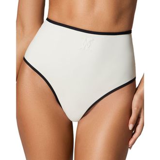 Kiki De Montparnasse Contraste HW Bikini Bottom in Ecru/black at Nordstrom, Size X-Small