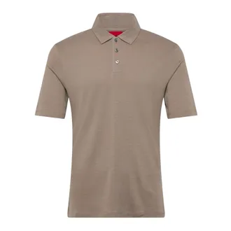 HUGO BOSS Hugo, Polo Shirts, male, Beige, Size: 2XL Linen-blend Polo Shirt